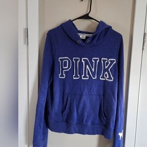 PINK Blue Purple Hoodie by Victoria's Secret Large Medium Fit Long Sleeve Sweate